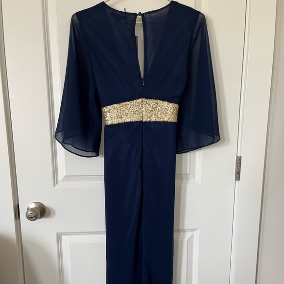 Navy dress with wide gold belting - Picture 8 of 12